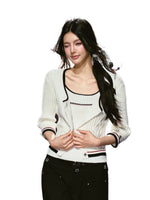 Contrast Knit Three-Piece Set
