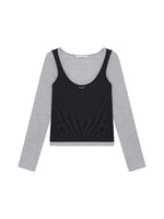 Contrast Layered Lyocell Scoopneck Top