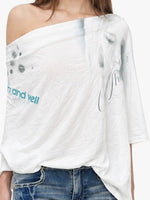 Off Shoulder Graphic T-Shirt