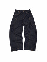 Raw Denim Wide-Shoulder Waist-Cinching Jacket Set