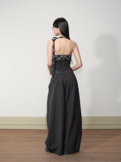 Checkered Halter Top &amp; Pants Set