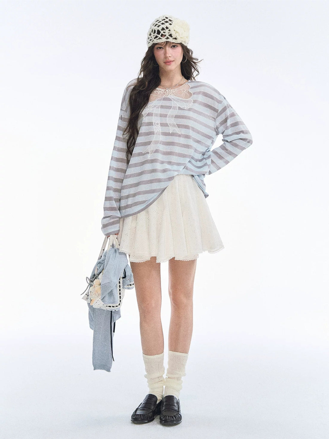 Lace Bow Stripe Top