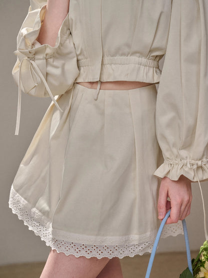 &quot;A Cup of Milk&quot; Relaxed Cotton Trench &amp; Skirt Set
