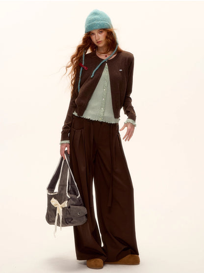 Contrast Layered Knit Cardigan