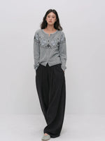 Gray Fair Isle Knit Cardigan
