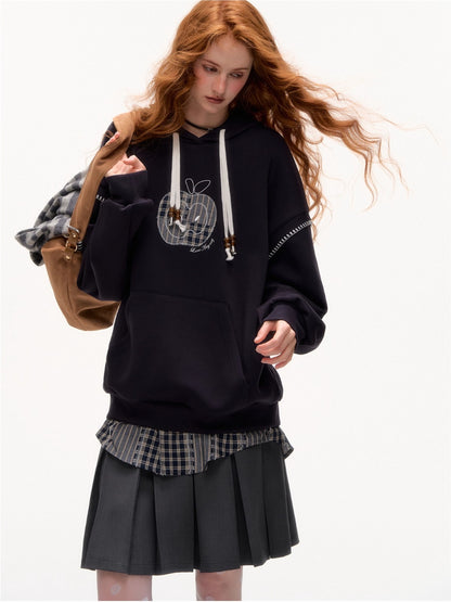Apple Patch Two-Piece Layered Hoodie