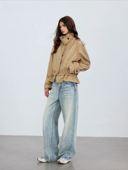 Khaki Drawstring Utility Jacket