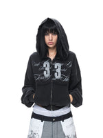 Vintage Washed Cropped Zip Hoodie