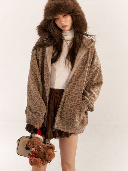 Brown &amp; Gray Leopard Print Cardigan