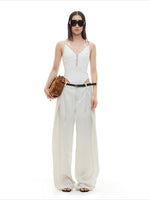 White Linen Wide Pants