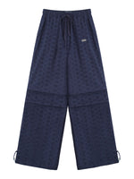 Hollow Embroidery Tie-up Casual Pants
