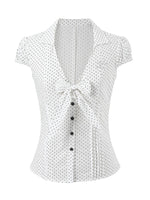 Bow - Accentuated Waist - Slimming Shirt Top