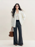 Beige Bow-Embroidered Knit Cardigan