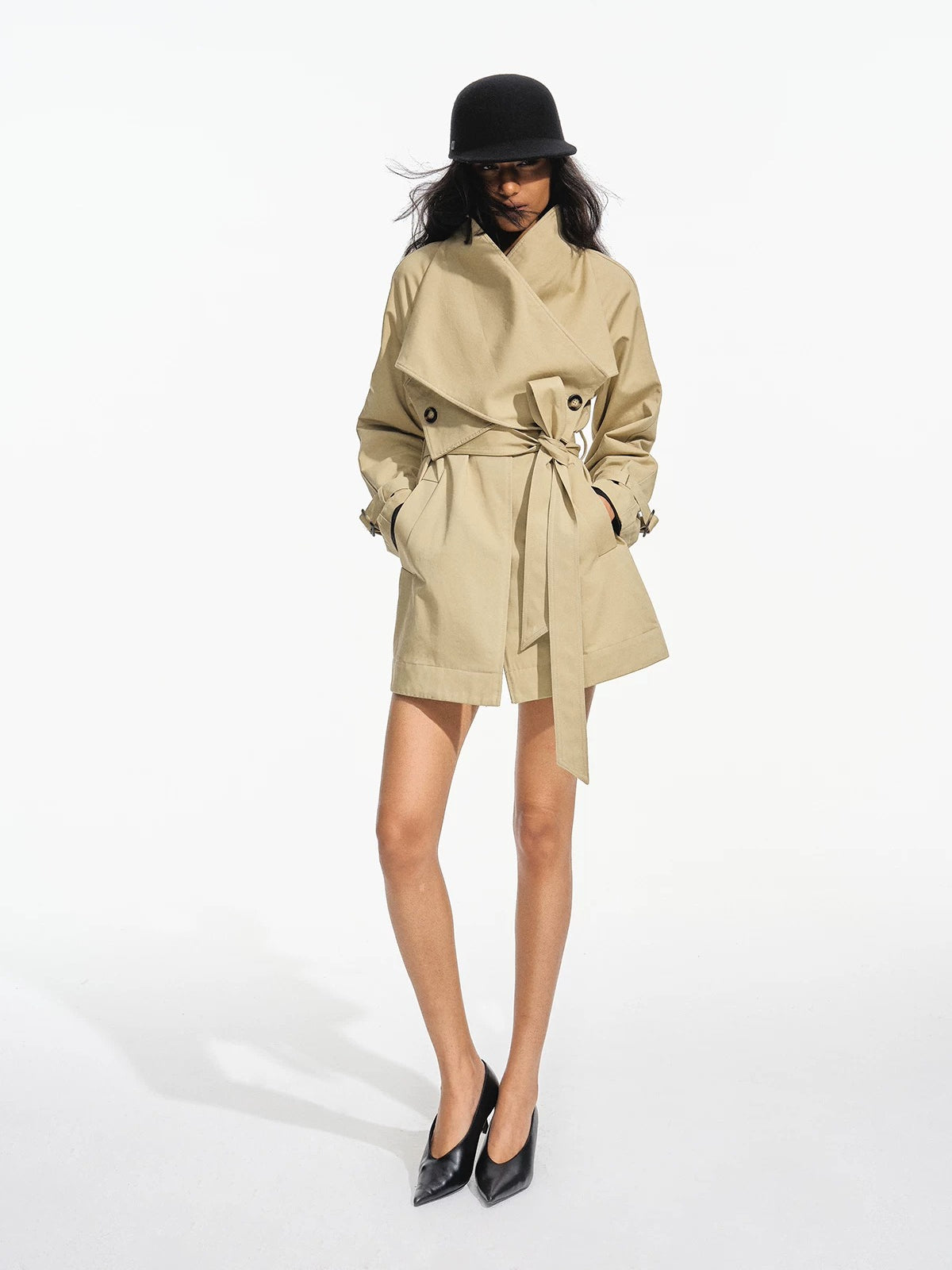 Vintage Lapel Belted Trench Coat