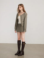 Zip Sweatshirt Skirt Two Piece Set