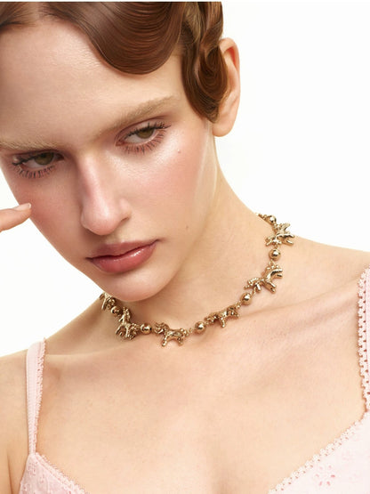 Embossed Pony Clavicle Necklace