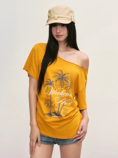 Printed Off-Shoulder Tee