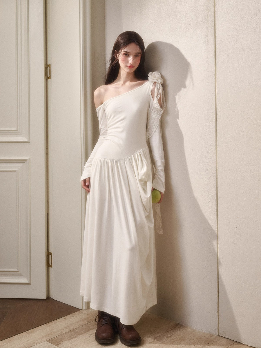 Hot Milk Off-Shoulder Knit Maxi Dress