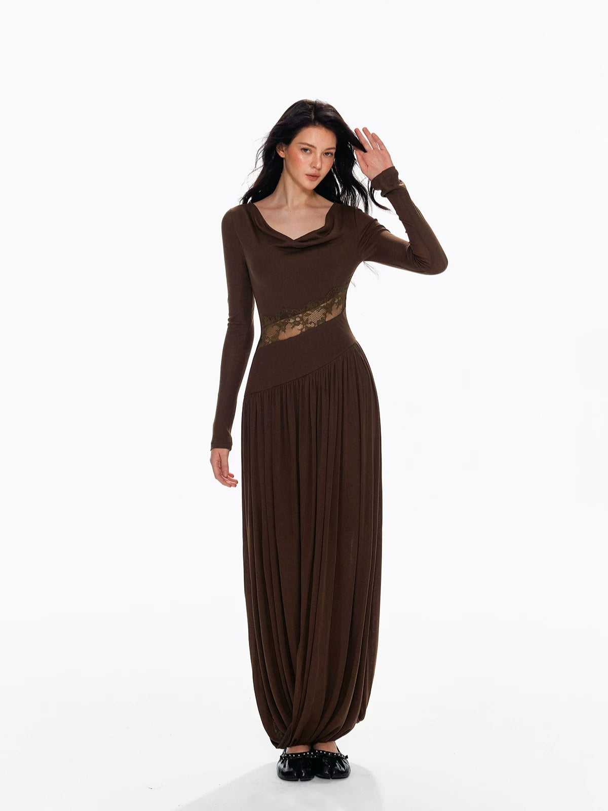 Tencel Wool Lace Waist Knit Dress