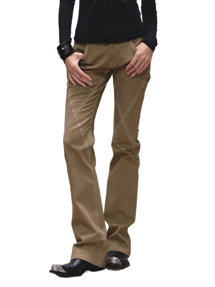 Vintage-Wash Slim Khaki Pants