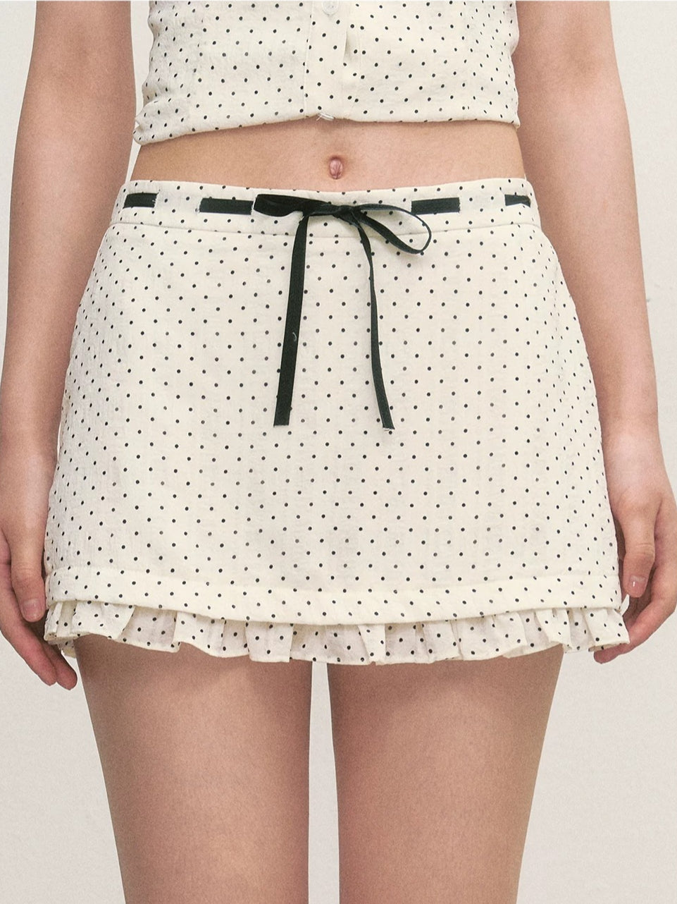 White Polka Dot Mini Skirt