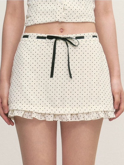 White Polka Dot Mini Skirt