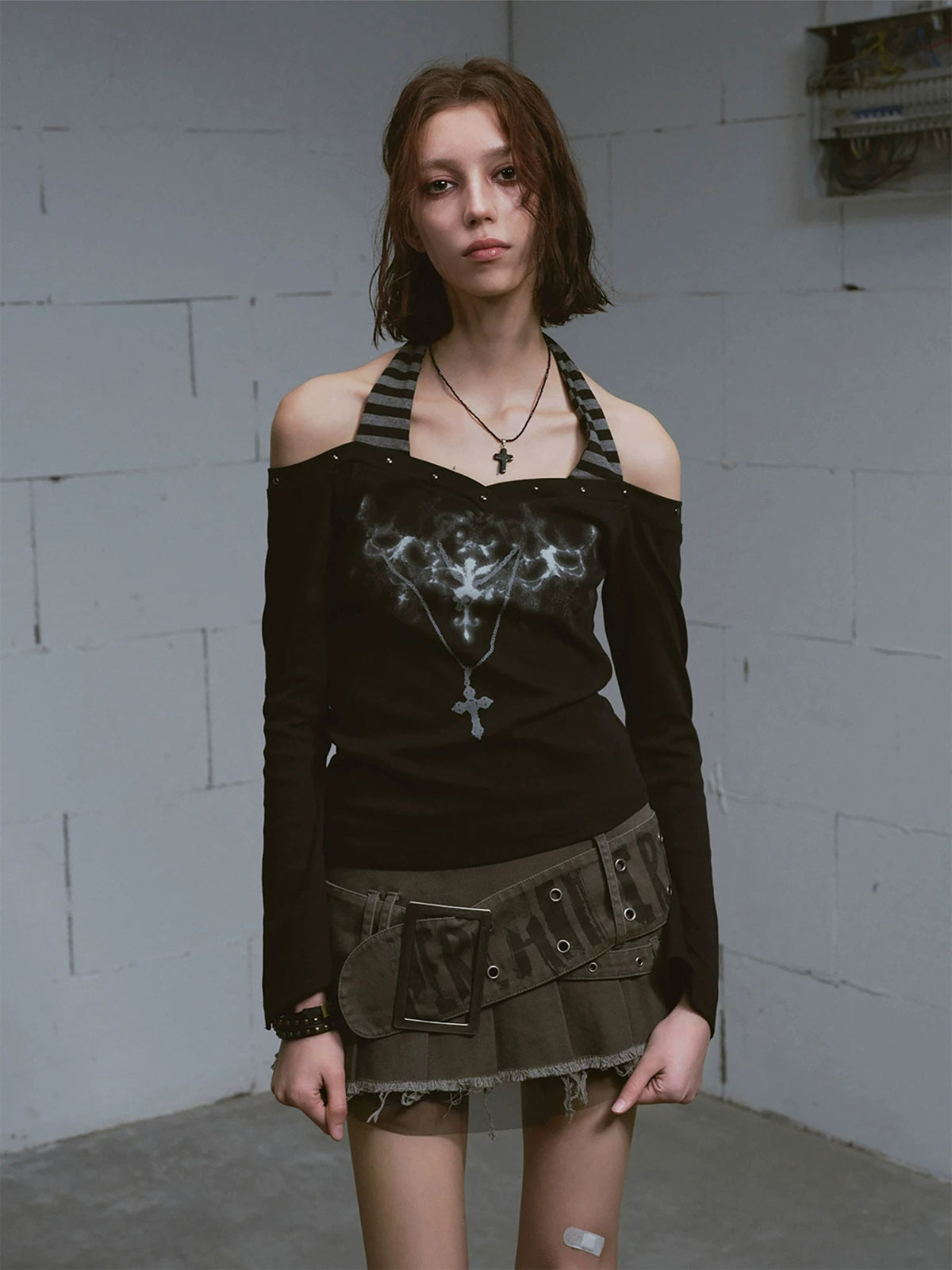Punk Rivet Halter Neck Top