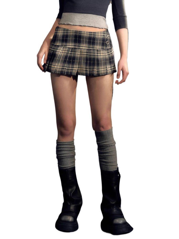 Plaid Pleated Mini Skirt