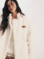 White Fleece Longline Coat