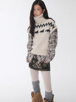 Washed Plaid Frayed-Edge Fitted Shirt
