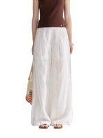 Eyelet Drawstring Wide-Leg Pants