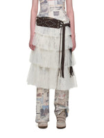 Tiered Lace Slit Midi Skirt