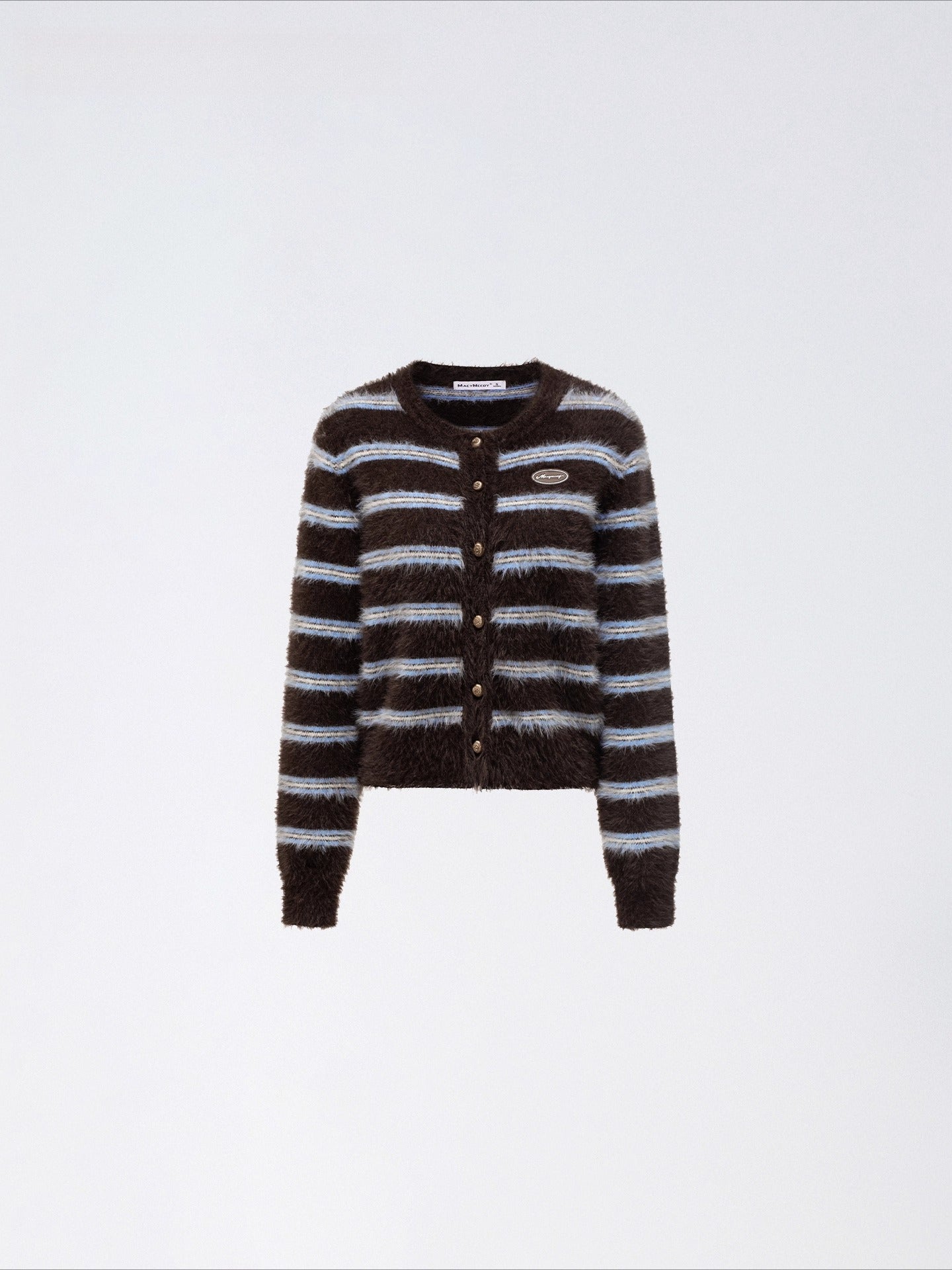 Striped Mink-Knit Cropped Sweater