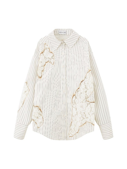 White Vintage Striped Shirt