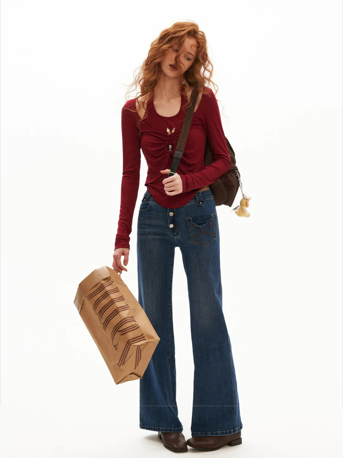 Halter Ruched Long Sleeve Top