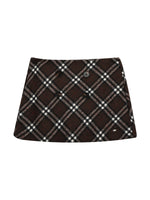 Plaid Double Breasted Mini Skirt