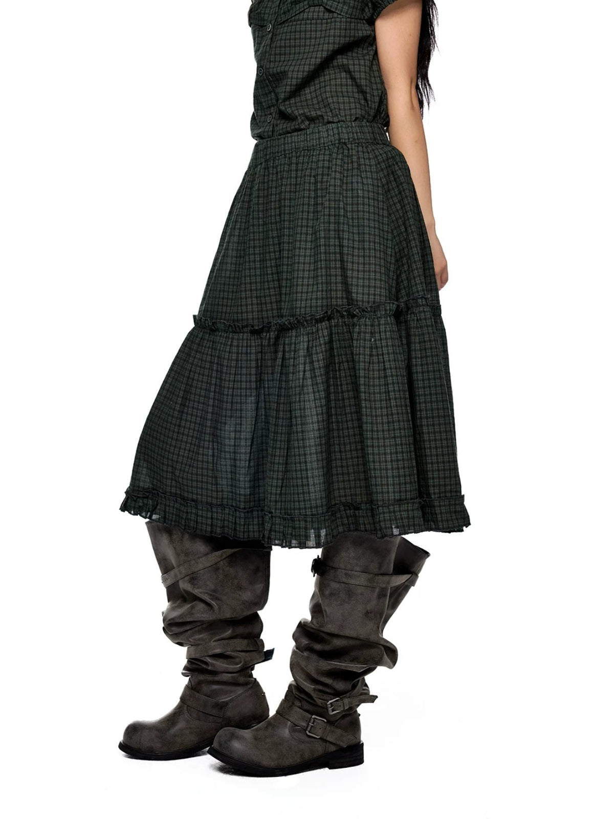 Polka Dot Collar Shirt &amp; Skirt Set