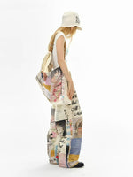 Printed Wide-Leg Denim Jeans