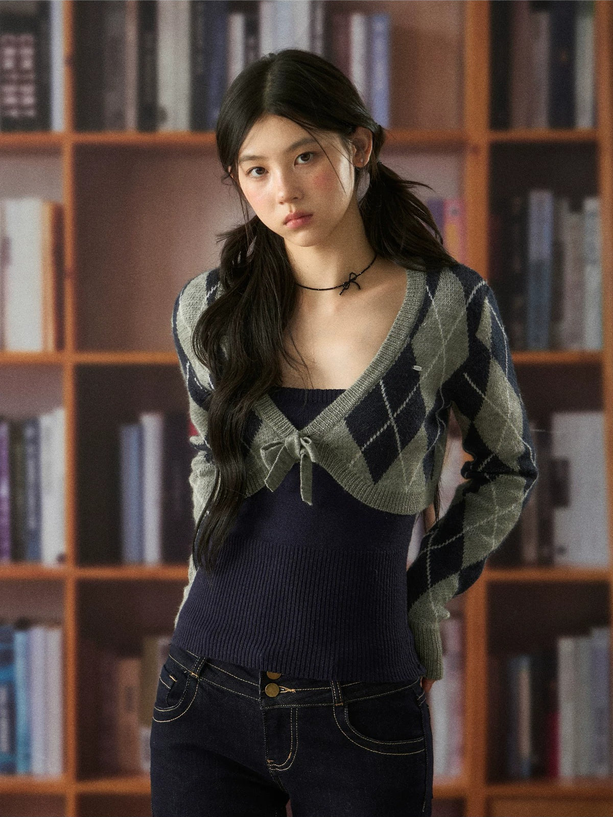 Diamond Knit Cardigan Set