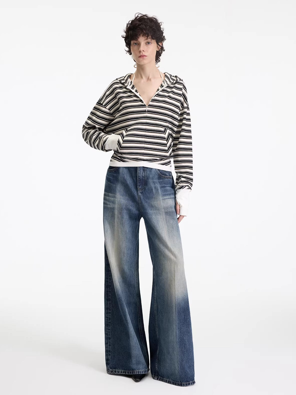 Laser Wash Straight Jeans