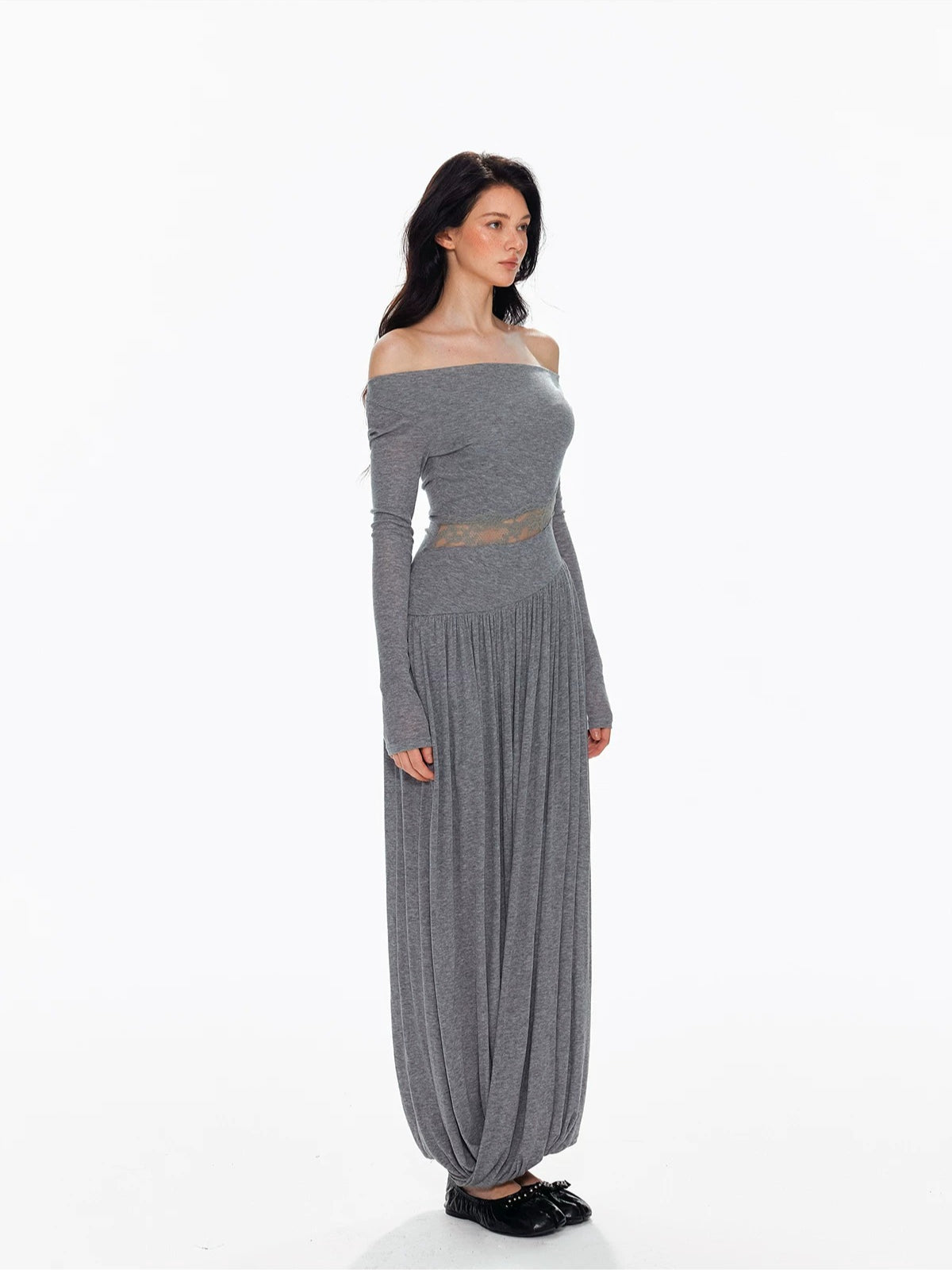 Tencel Wool Lace Waist Knit Dress