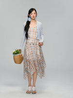 Plaid Ruffle Hem Midi Dress