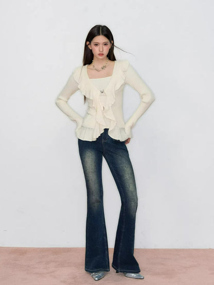 Layered Ruffle-Trim Knit Top