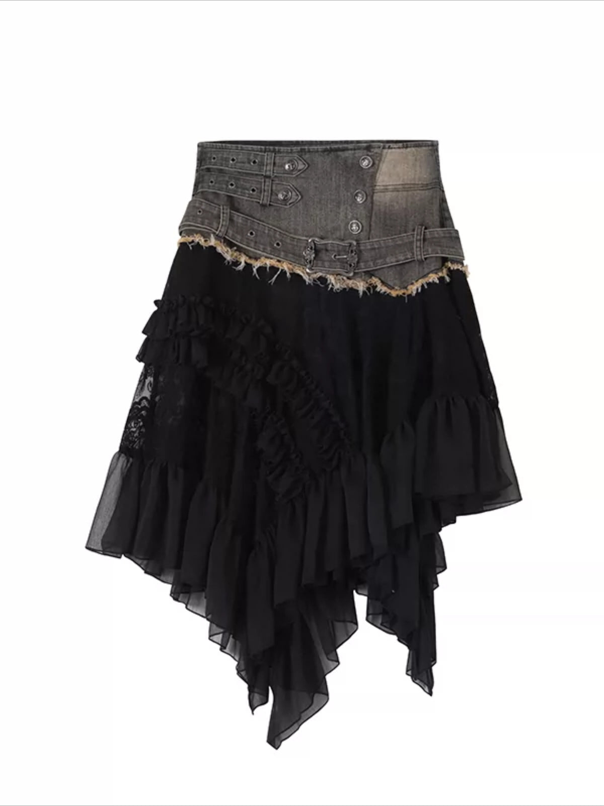 Lace Denim Skirt