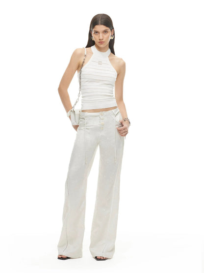 Wheat Straight Linen Pants