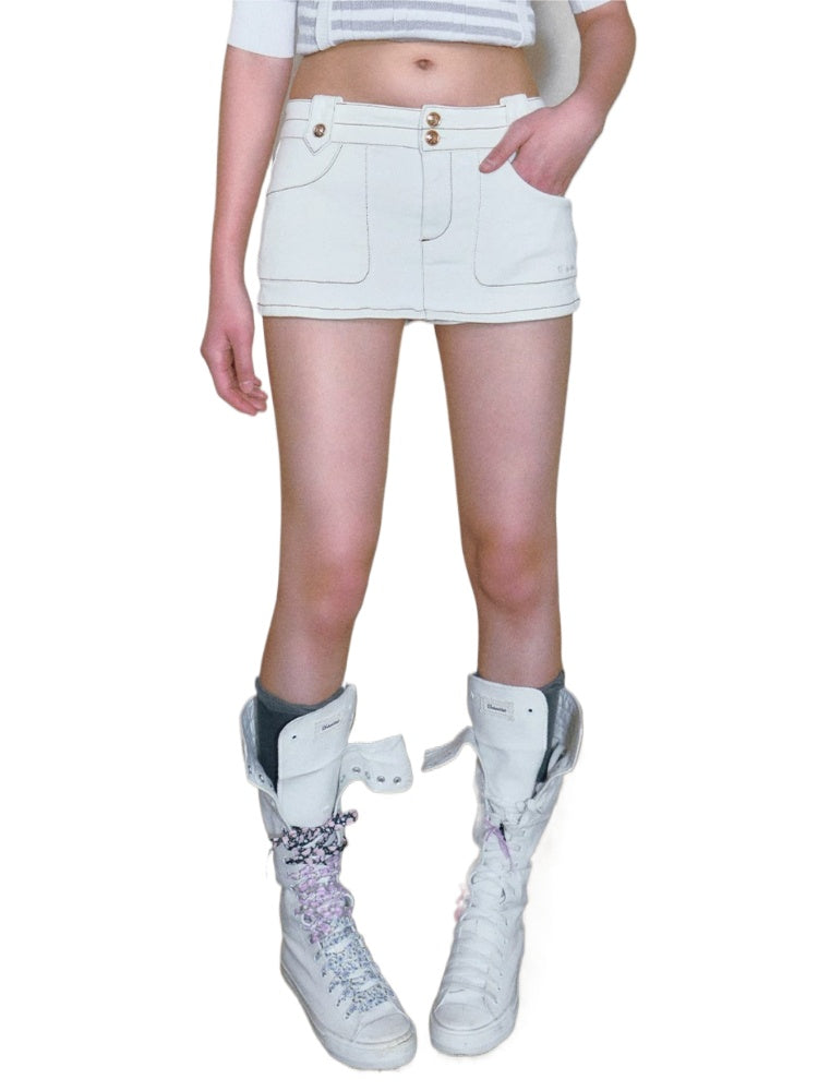 Contrast Stitch Mini Skort