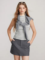 Contrast Stripe Vest Layered Set