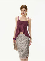 Sequin Slit Midi Skirt