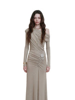 Asymmetric Off-Shoulder Wool Dress