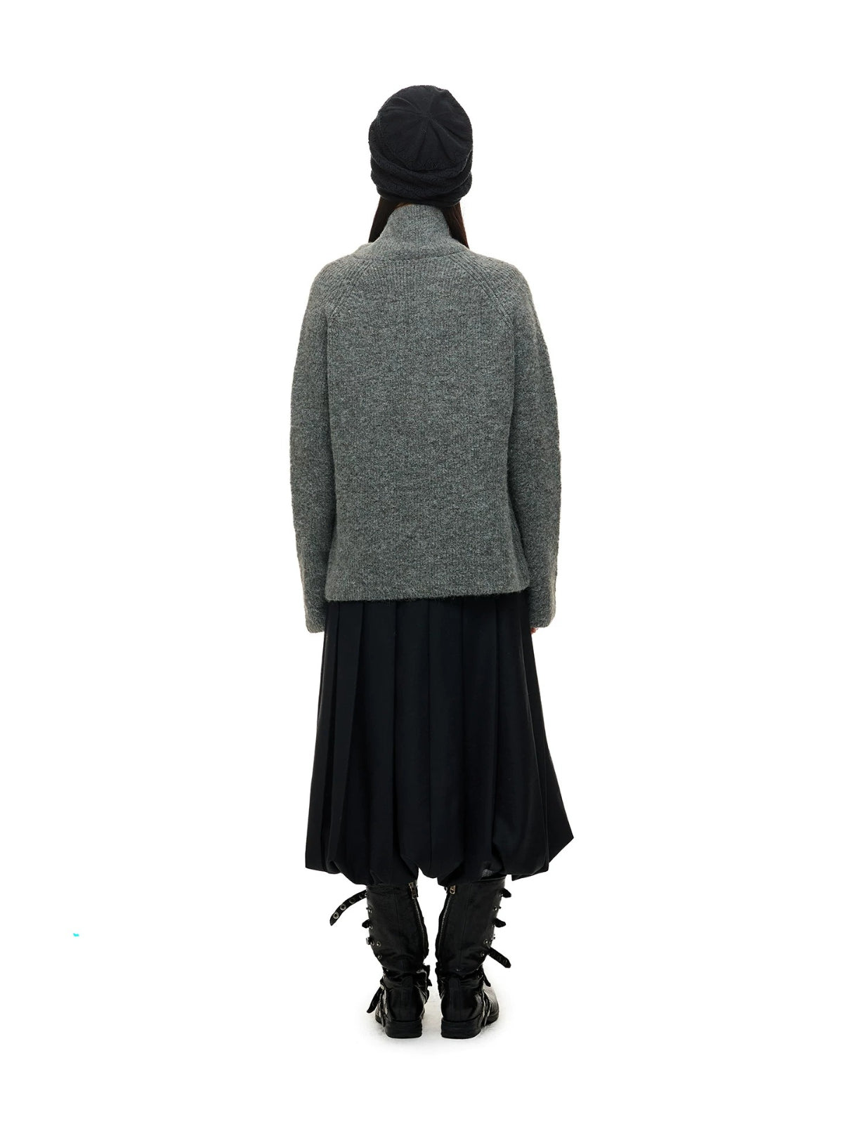 Vintage Stand Collar Knit Cardigan